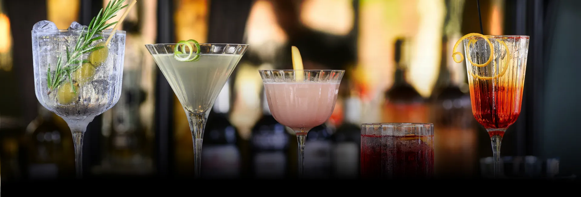 A selection of elegant cocktails prepared for a celebration